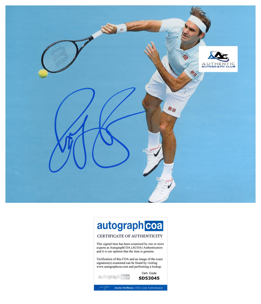 ROGER FEDERER AUTOGRAPH SIGNED 8x10 PHOTO TENNIS US OPEN FRENCH OPEN ACOA