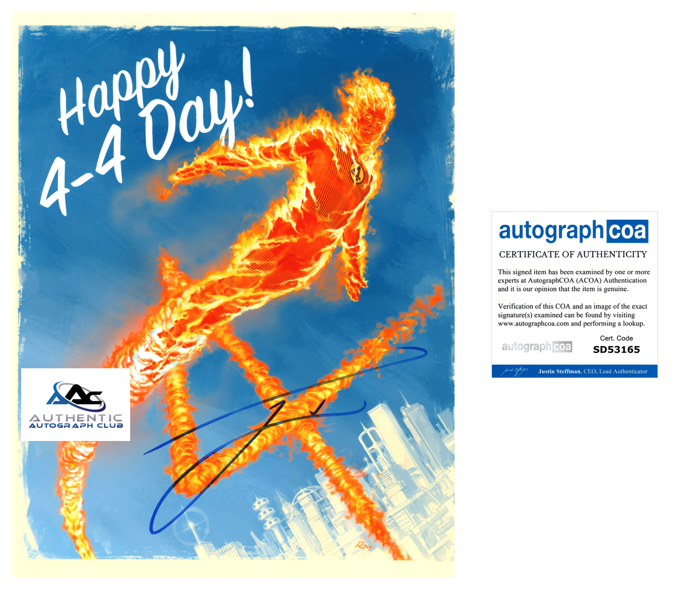 JOSEPH QUINN AUTOGRAPH SIGNED 8x10 PHOTO THE FANTSTIC FOUR HUMAN TORCH ACOA