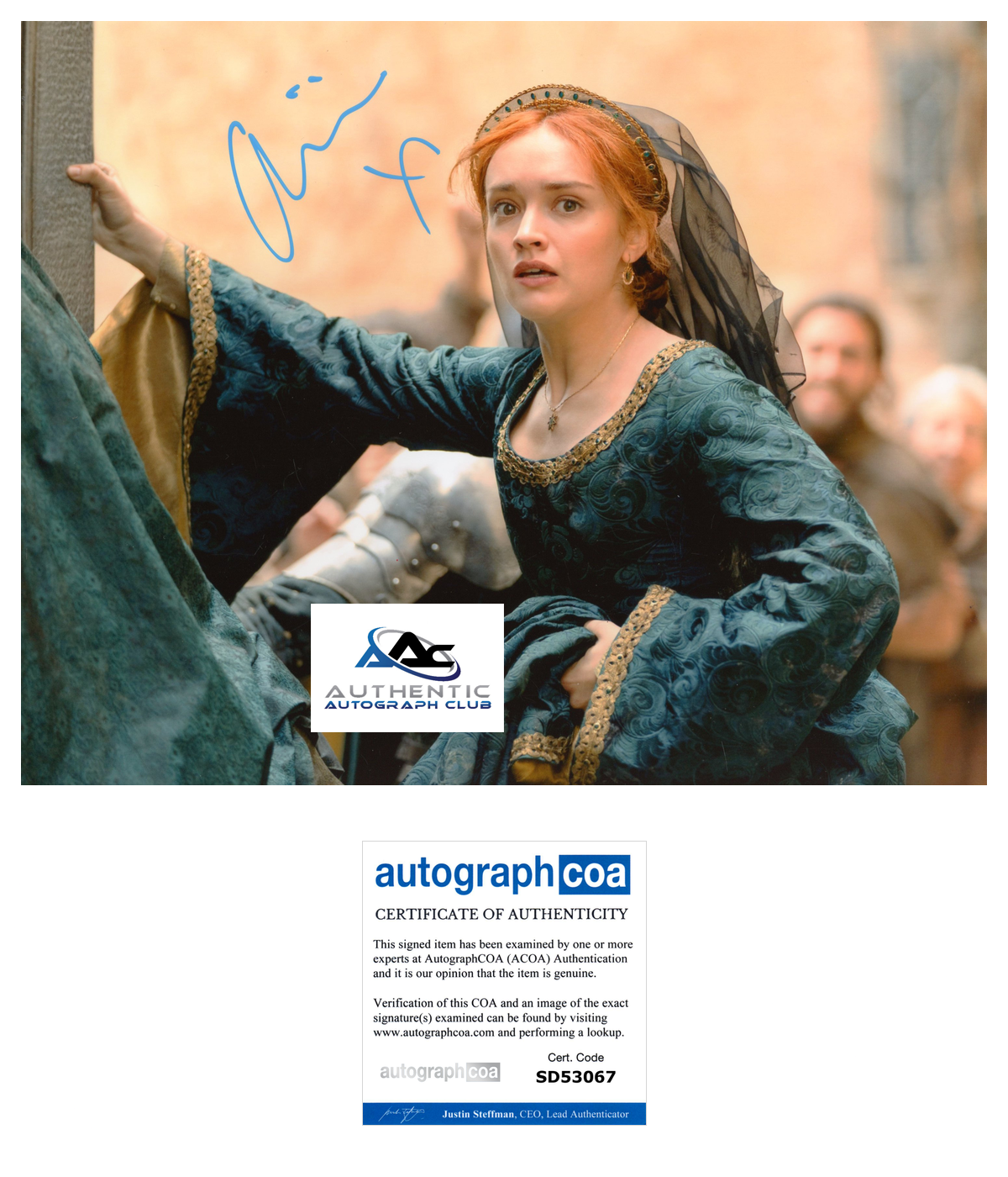 OLIVIA COOKE AUTOGRAPH SIGNED 8X10 PHOTO HOUSE OF THE DRAGON ACOA