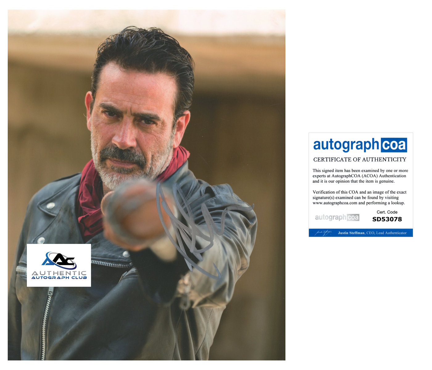JEFFREY DEAN MORGAN AUTOGRAPH SIGNED 8X10 PHOTO WALKING DEAD NEGAN ACOA