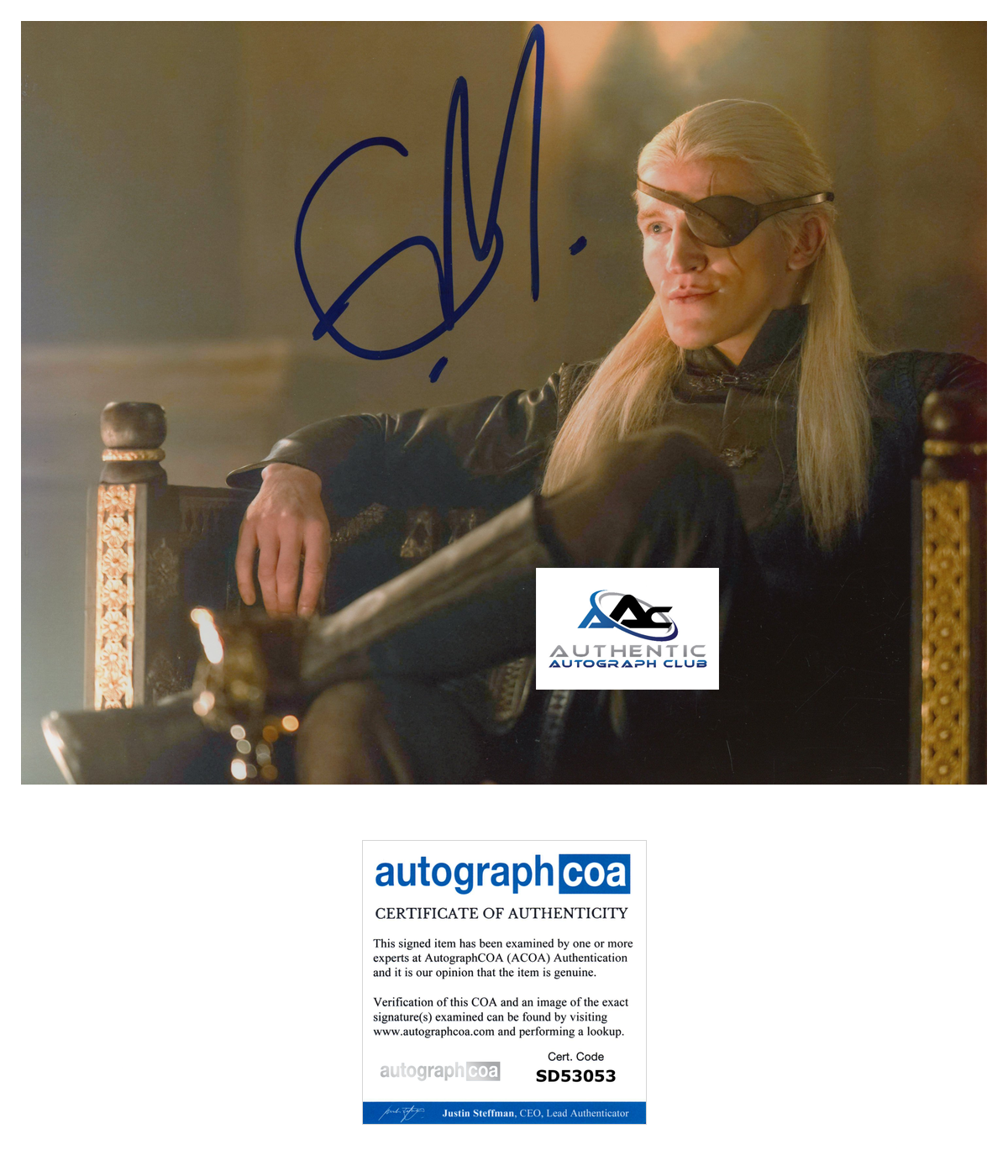 EWAN MITCHELL AUTOGRAPH SIGNED 8X10 PHOTO HOUSE OF THE DRAGON ACOA