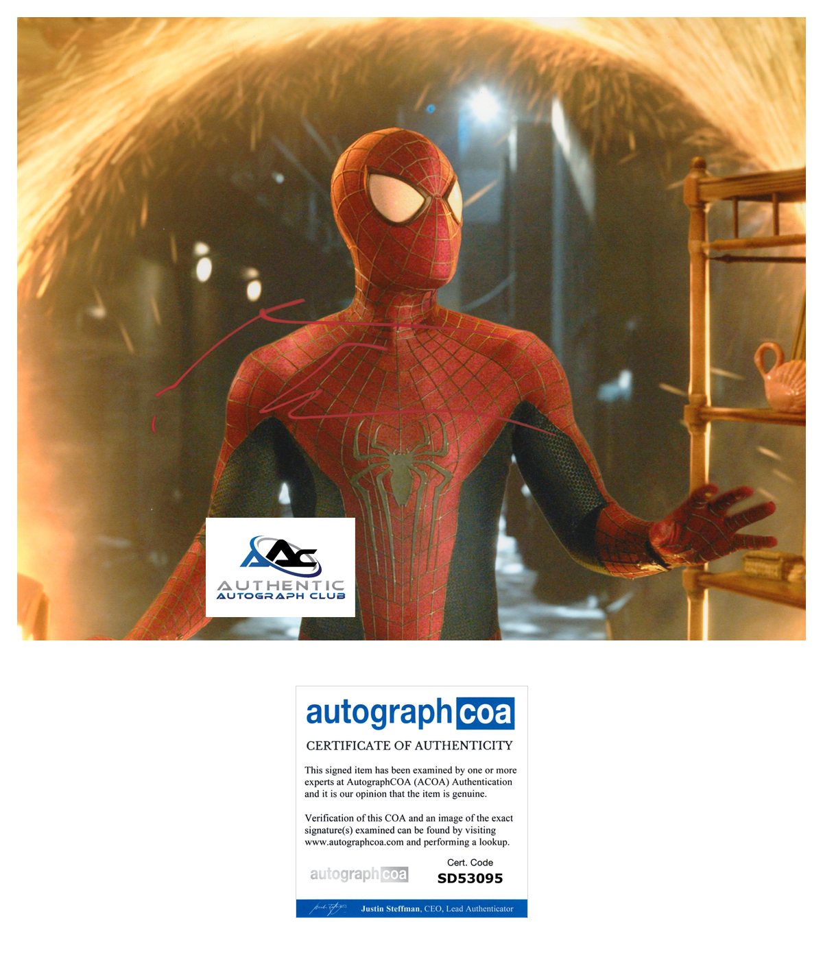 ANDREW GARFIELD AUTOGRAPH SIGNED 8X10 PHOTO THE AMAZING SPIDER-MAN MARVEL ACOA