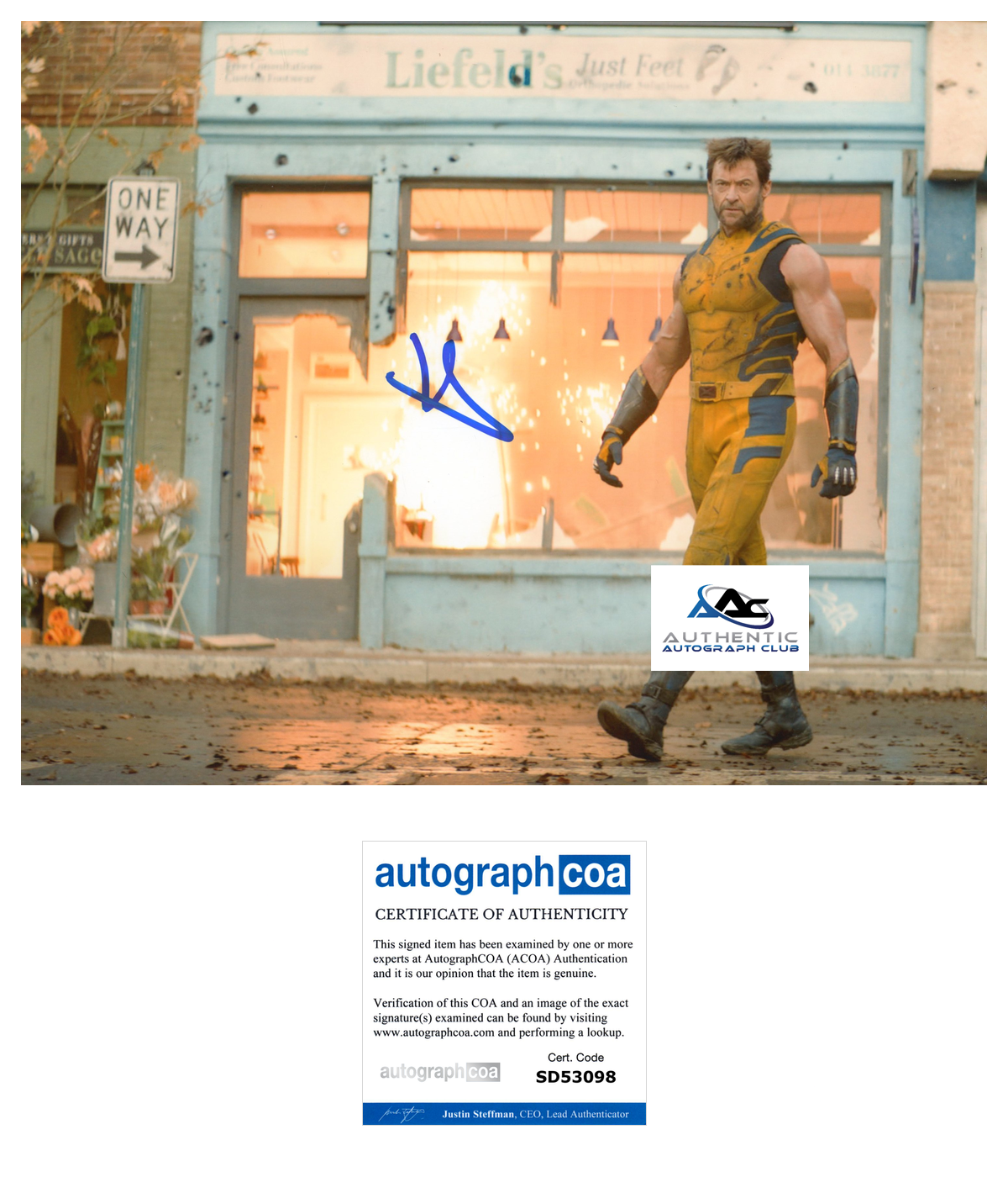 HUGH JACKMAN AUTOGRAPH SIGNED 8x10 PHOTO DEADPOOL 3 DEADPOOL & WOLVERINE ACOA