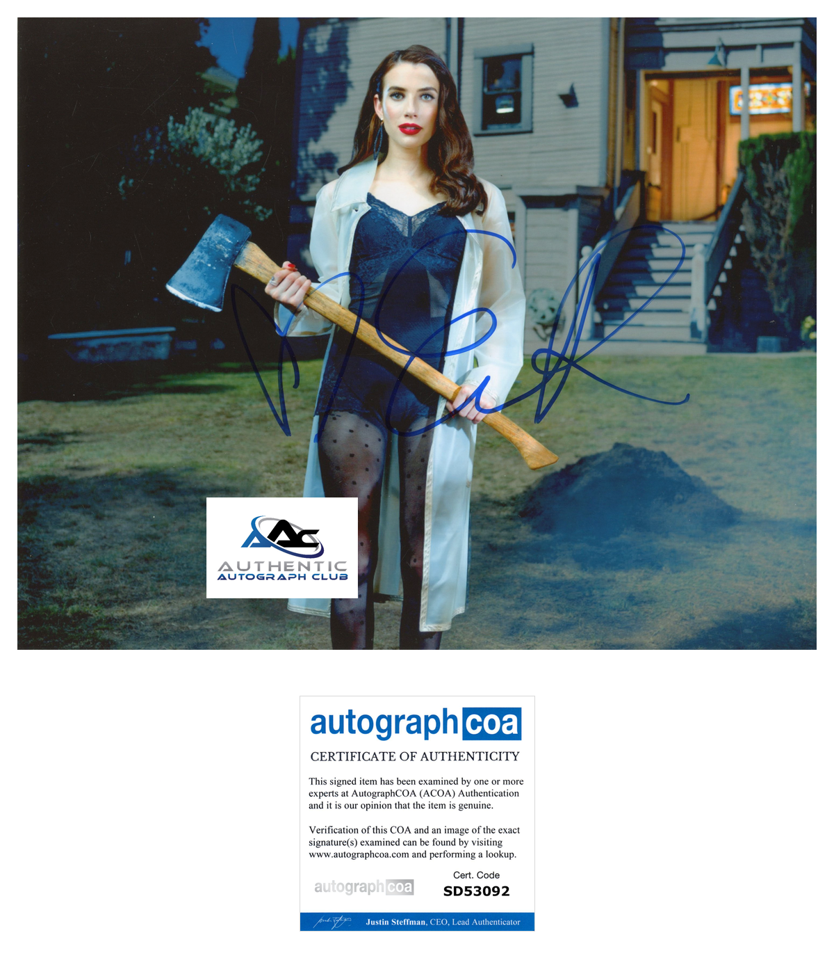 EMMA ROBERTS AUTOGRAPH SIGNED 8X10 PHOTO AMERICAN HORROR STORY SCREAM ACOA