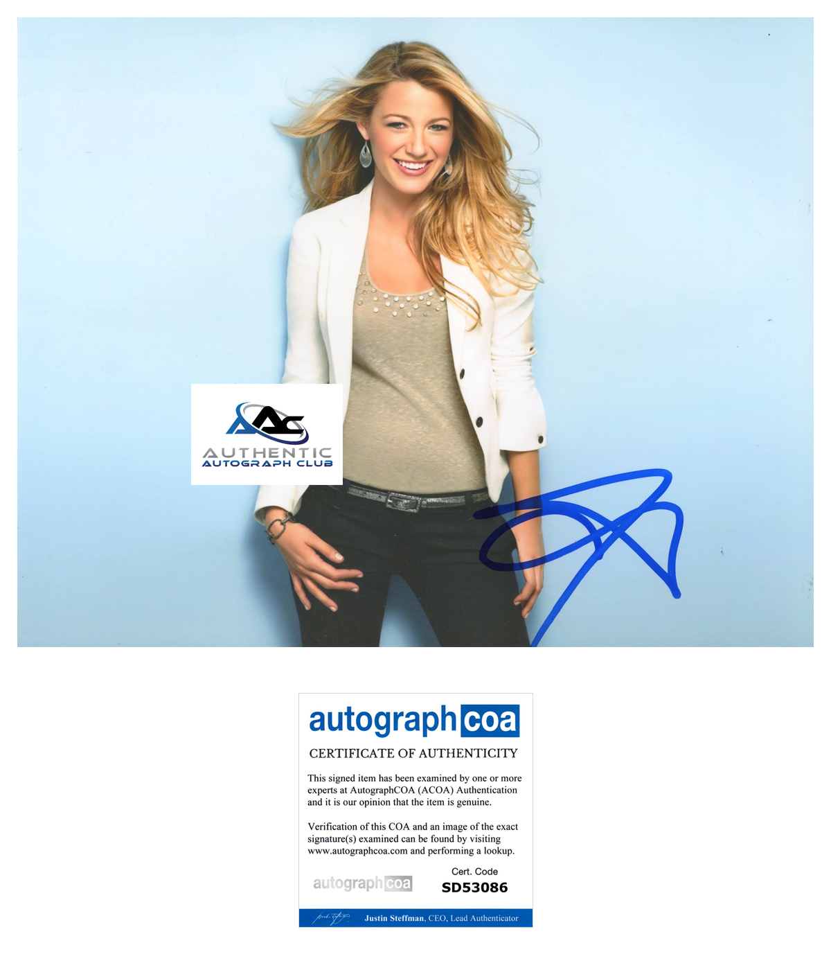 BLAKE LIVELY AUTOGRAPH SIGNED 8X10 PHOTO LADY DEADPOOL MARVEL GOSSIP GIRL ACOA