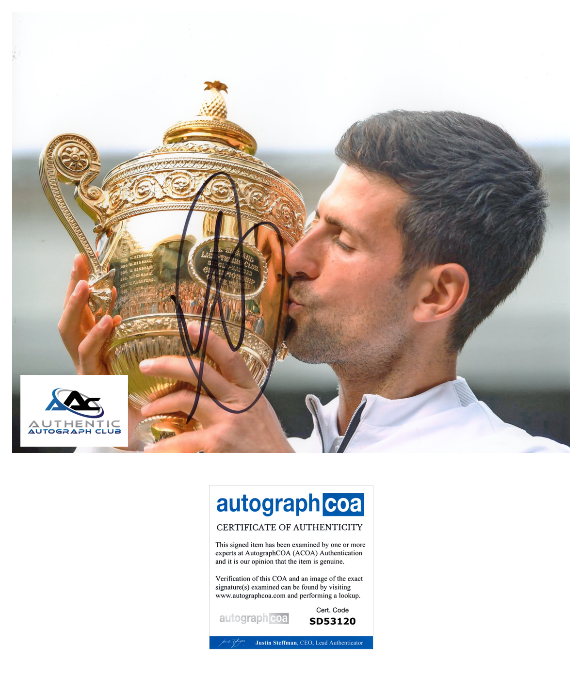 NOVAK DJOKOVIC AUTOGRAPH SIGNED 8X10 PHOTO US OPEN WIMBLEDON TENNIS CHAMPION
