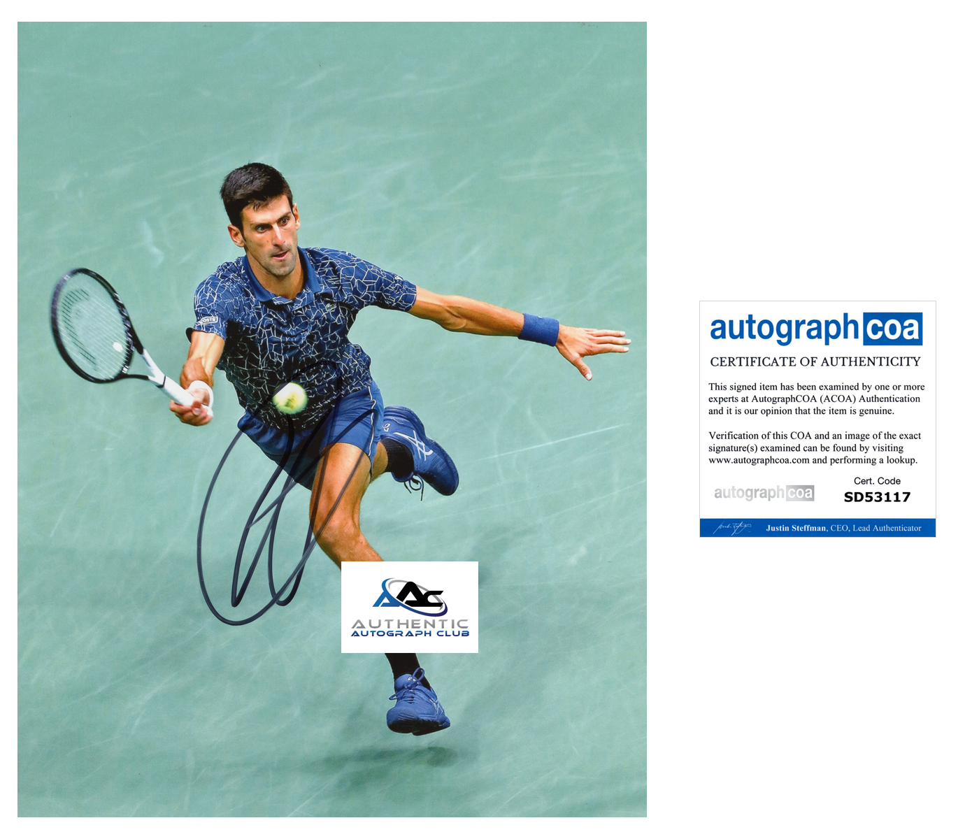 NOVAK DJOKOVIC AUTOGRAPH SIGNED 8X10 PHOTO US OPEN WIMBLEDON TENNIS CHAMPION