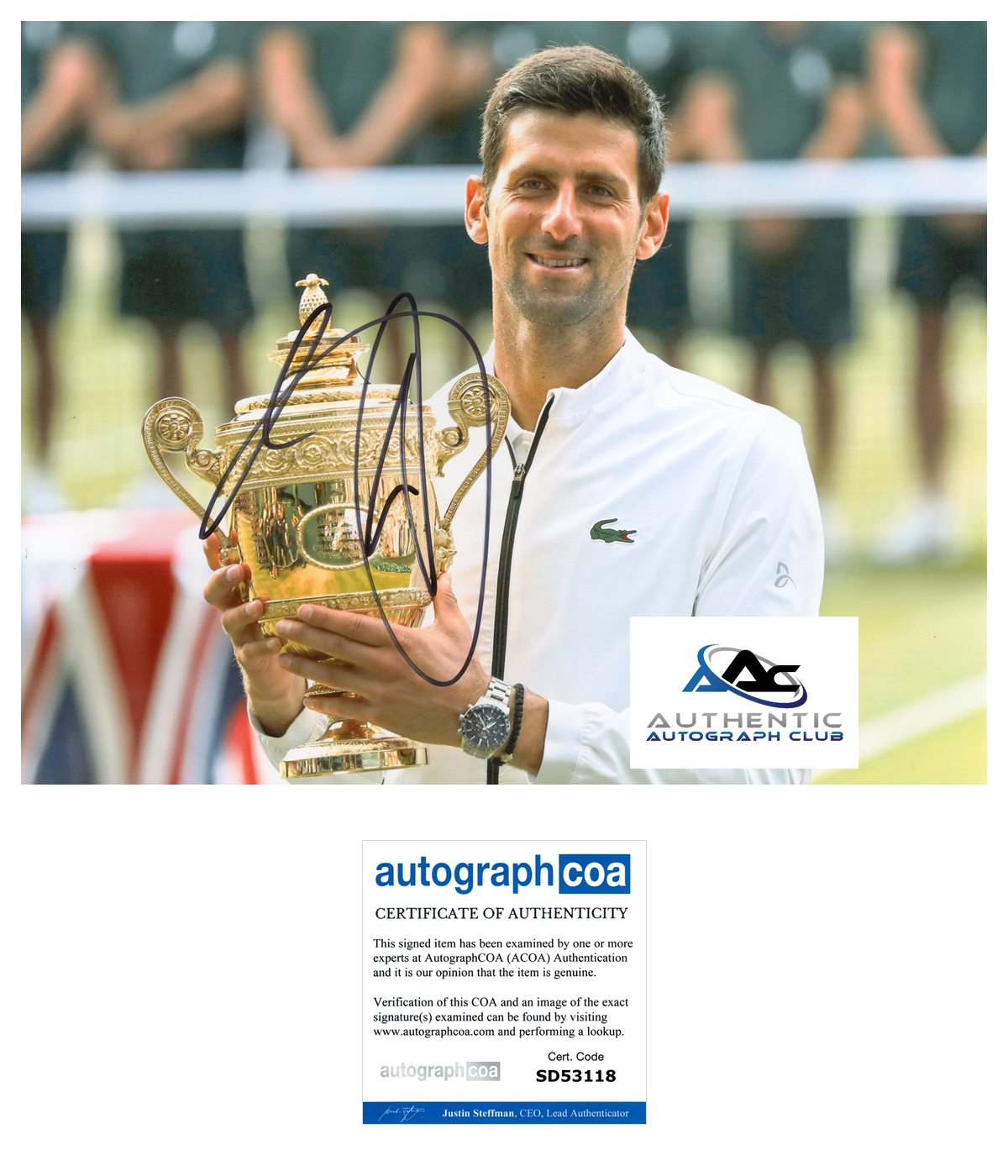 NOVAK DJOKOVIC AUTOGRAPH SIGNED 8X10 PHOTO US OPEN WIMBLEDON TENNIS CHAMPION