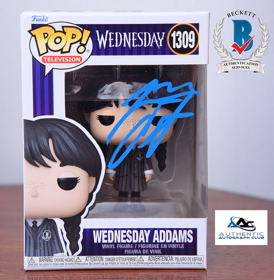 JENNA ORTEGA AUTOGRAPH SIGNED WEDNESDAY ADDAMS FUNKO BECKETT BAS LOA ACOA