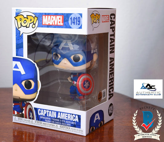 CHRIS EVANS AUTOGRAPH SIGNED FUNKO POP MARVEL CAPTAIN AMERICA BECKETT BAS LOA
