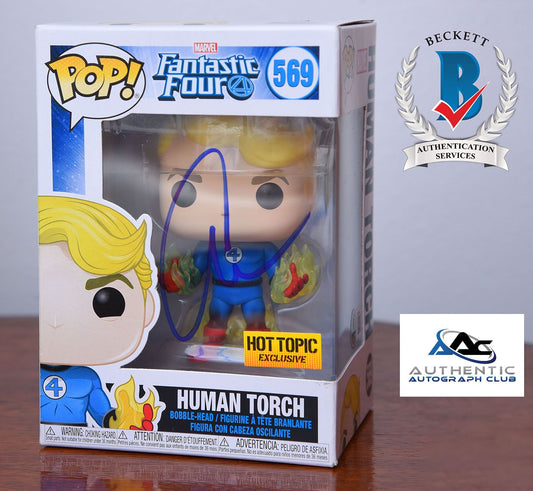 CHRIS EVANS AUTOGRAPH SIGNED FUNKO POP HUMAN TORCH FANTASTC FOUR BECKETT BAS LOA