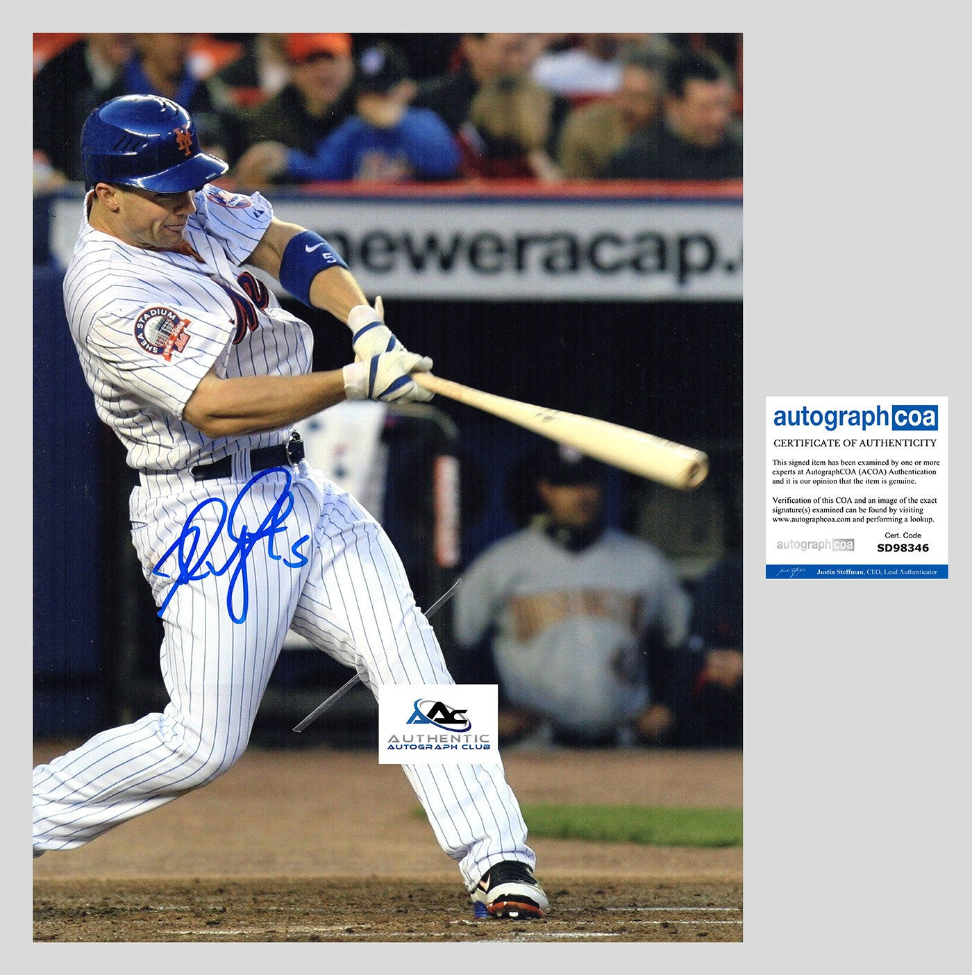 DAVID WRIGHT AUTOGRAPH SIGNED 11x14 PHOTO MLB BASEBALL NY METS ACOA