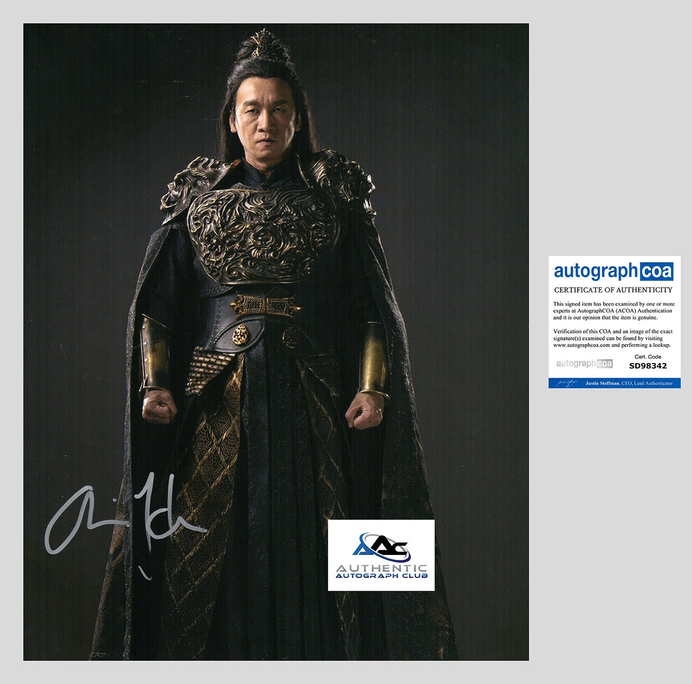 CHIN HAN AUTOGRAPH SIGNED 11x14 PHOTO MORTAL KOMBAT ACOA