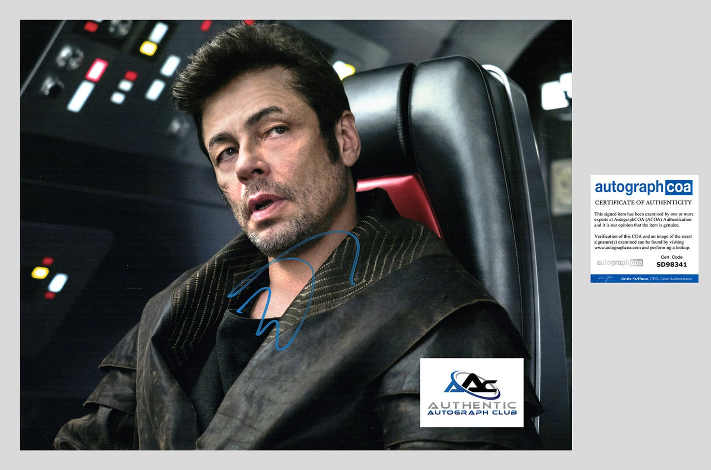 BENICIO DEL TORO AUTOGRAPH SIGNED 11x14 PHOTO STAR WARS LAST JEDI ACOA
