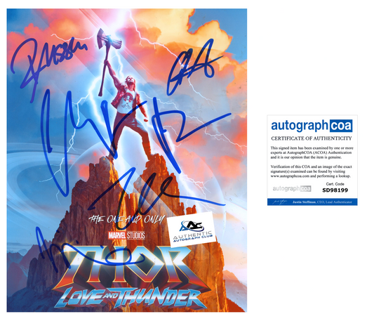 CHRISTIAN BALE, CHRIS HEMSWORTH +3 AUTOGRAPH SIGNED 8X10 PHOTO MARVEL THOR LOVE