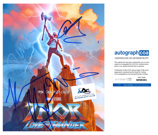 CHRISTIAN BALE, CHRIS HEMSWORTH +3 AUTOGRAPH SIGNED 8X10 PHOTO MARVEL THOR LOVE