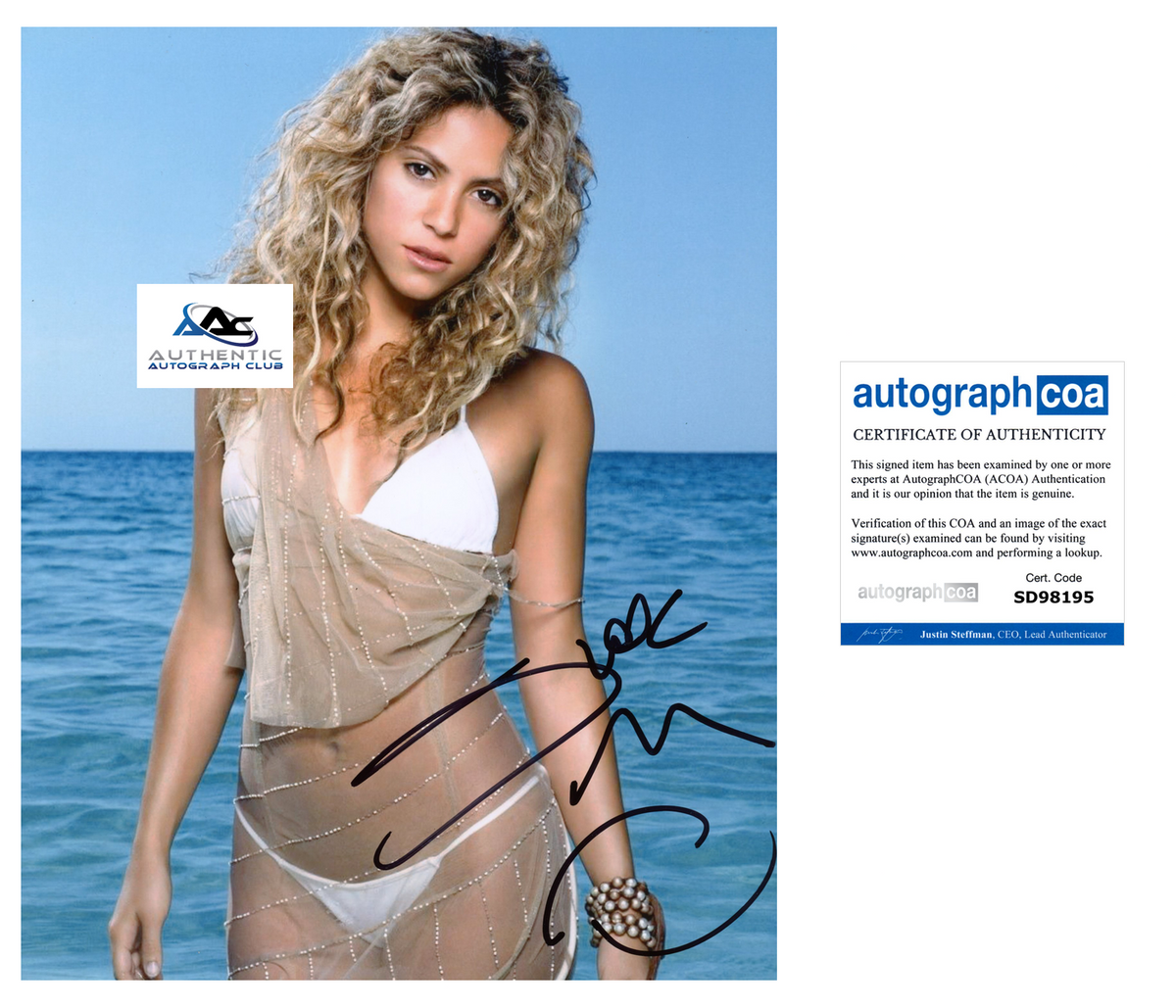 SHAKIRA AUTOGRAPH SIGNED 8x10 PHOTO HIPS DONT LIE SINGER ACOA