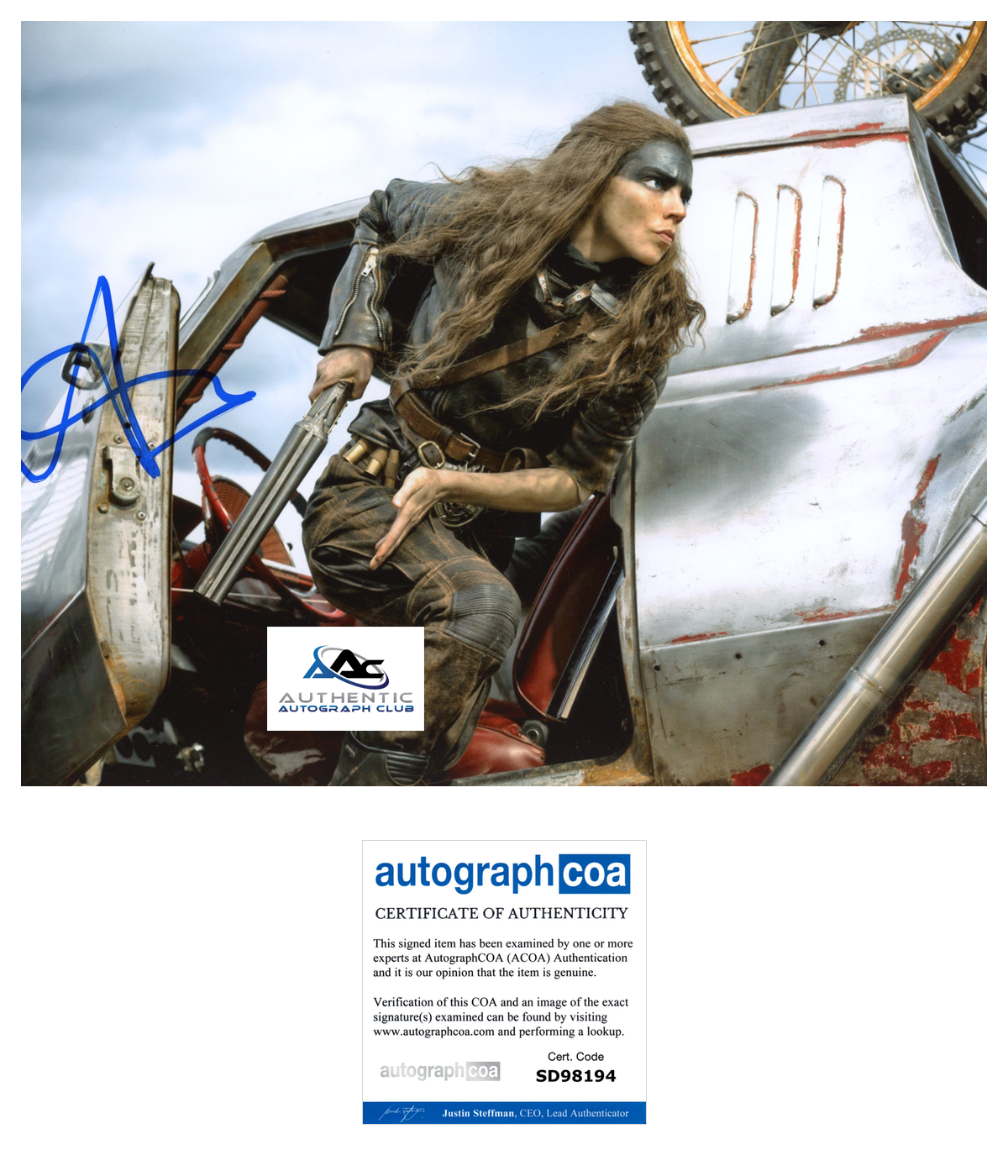 ANYA TAYLOR JOY AUTOGRAPH SIGNED 8X10 PHOTO FURIOSA MAD MAX SAGA ACOA