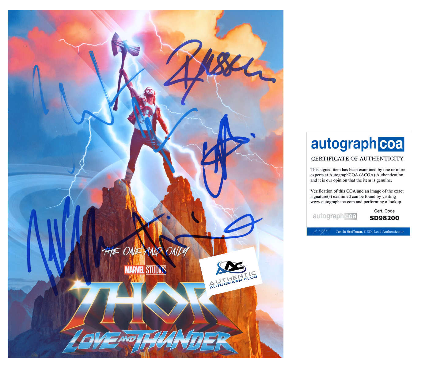 CHRISTIAN BALE, CHRIS HEMSWORTH +3 AUTOGRAPH SIGNED 8X10 PHOTO MARVEL THOR LOVE