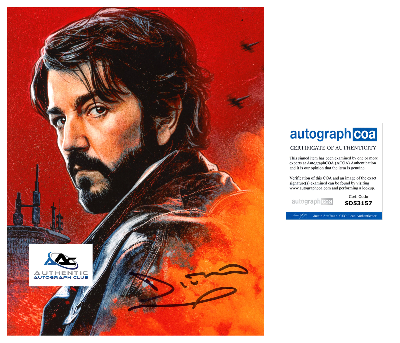 DIEGO LUNA AUTOGRAPH SIGNED 8X10 PHOTO STAR WARS ROGUE ONE CAPTAIN CASSAIN ACOA