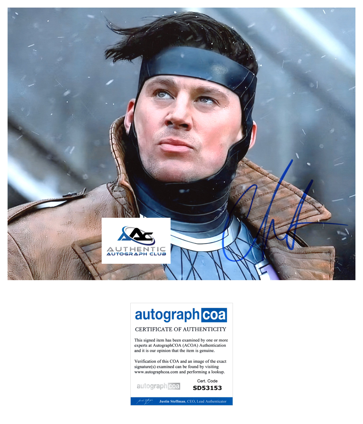 CHANNING TATUM AUTOGRAPH SIGNED 8X10 PHOTO GAMBIT MARVEL ACOA
