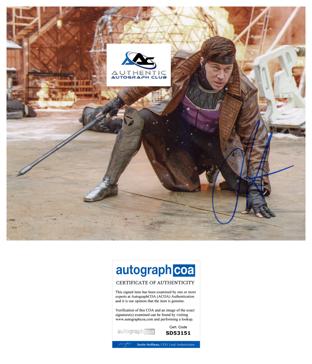 CHANNING TATUM AUTOGRAPH SIGNED 8X10 PHOTO GAMBIT MARVEL ACOA