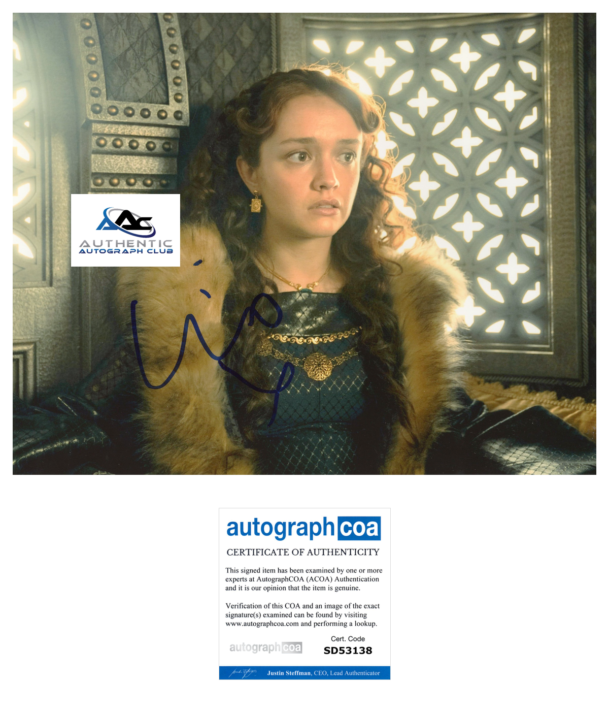 OLIVIA COOKE AUTOGRAPH SIGNED 8X10 PHOTO HOUSE OF THE DRAGON ACOA