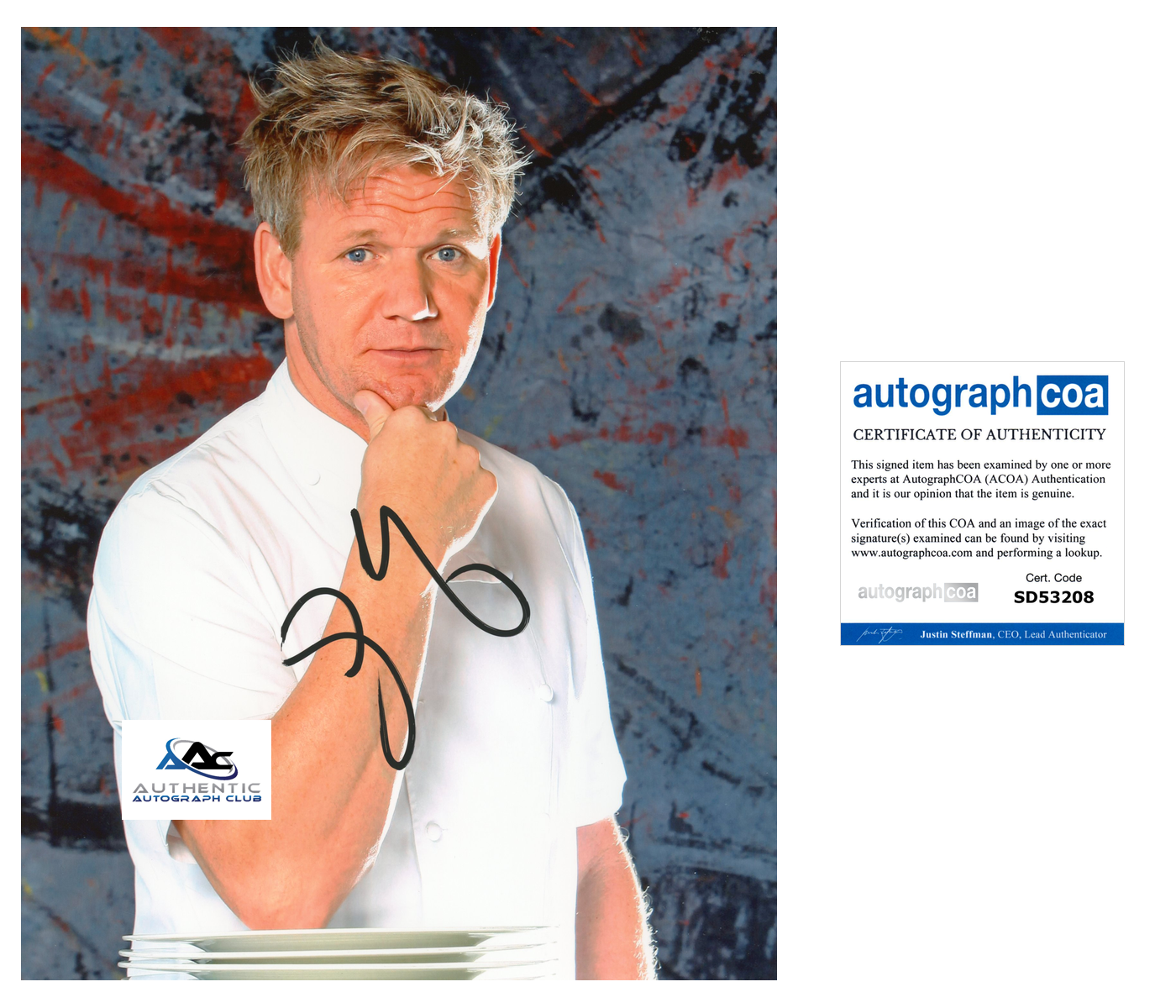 GORDON RAMSAY AUTOGRAPH SIGNED 8x10 PHOTO MASTERCHEF HELL'S KITCHEN ACOA
