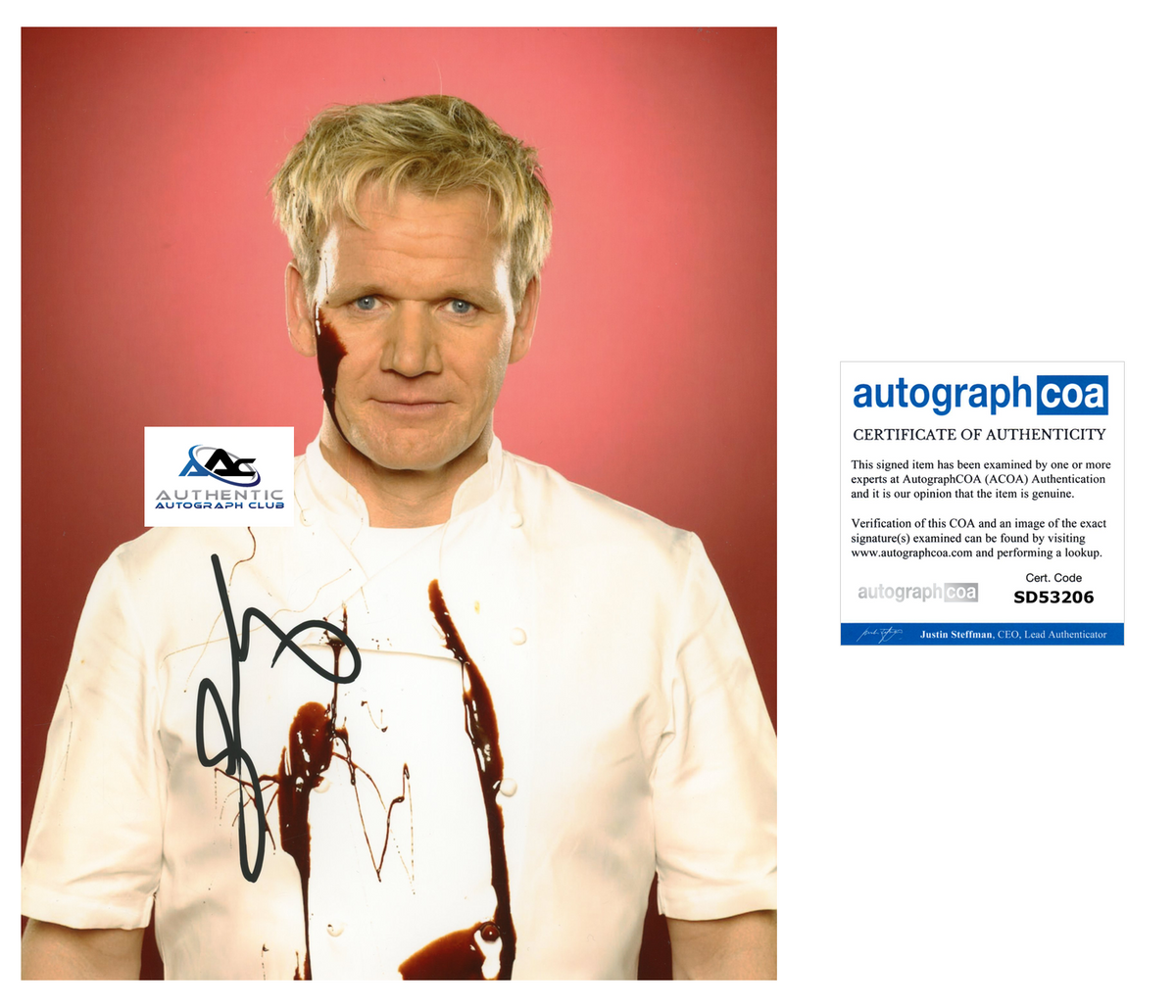 GORDON RAMSAY AUTOGRAPH SIGNED 8x10 PHOTO MASTERCHEF HELL'S KITCHEN ACOA