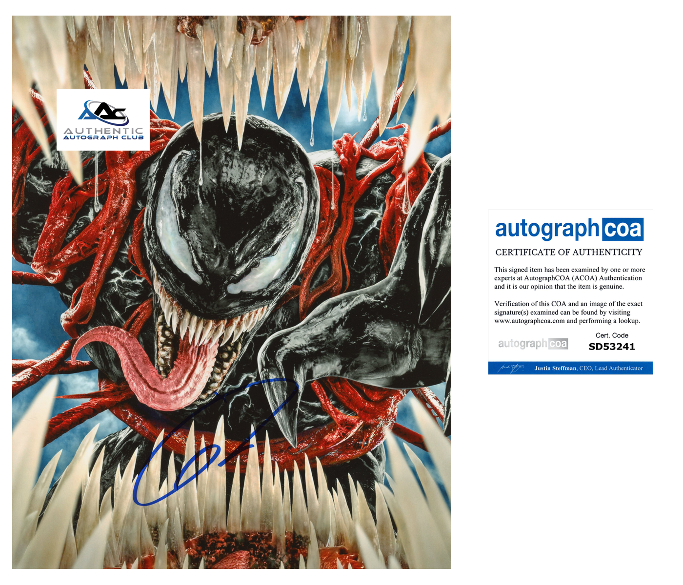 TOM HARDY AUTOGRAPH SIGNED 8x10 PHOTO MARVEL VENOM ACOA