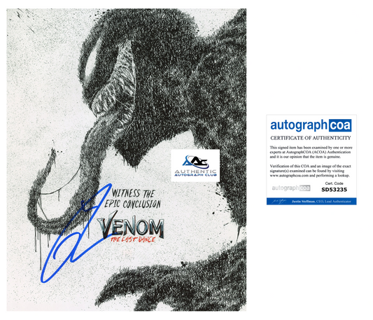 TOM HARDY AUTOGRAPH SIGNED 8x10 PHOTO MARVEL VENOM ACOA