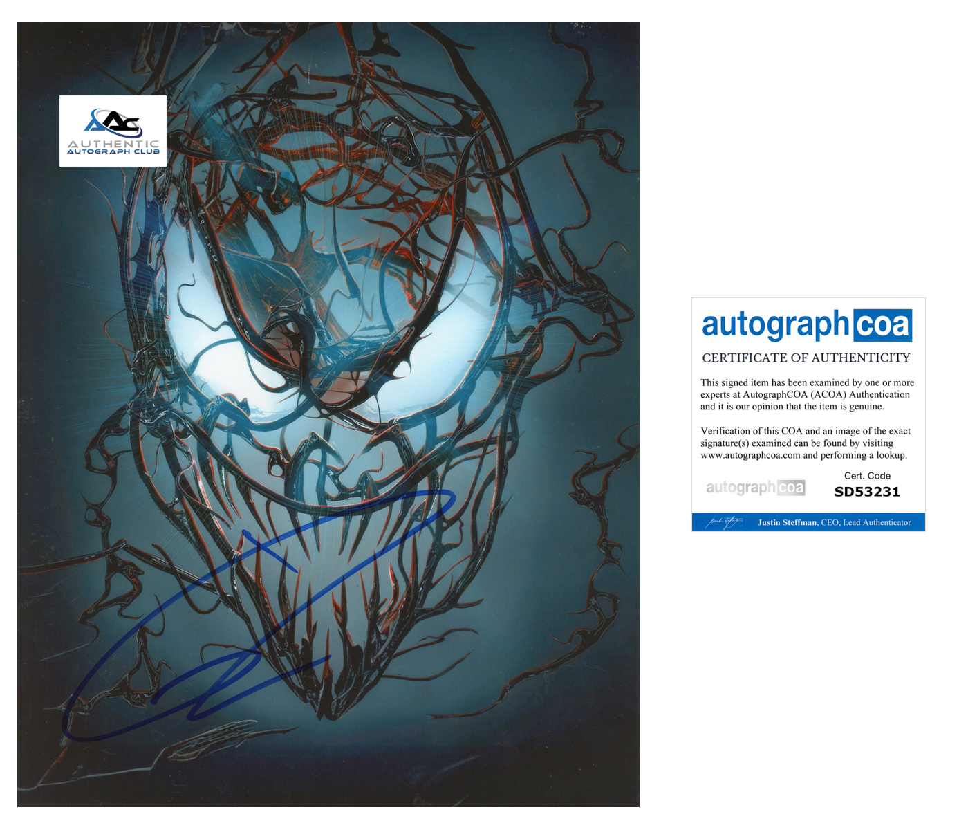 TOM HARDY AUTOGRAPH SIGNED 8x10 PHOTO MARVEL VENOM ACOA