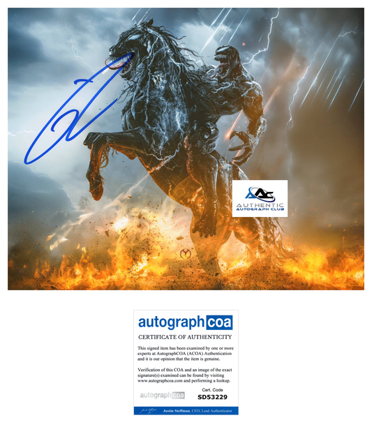 TOM HARDY AUTOGRAPH SIGNED 8x10 PHOTO MARVEL VENOM ACOA