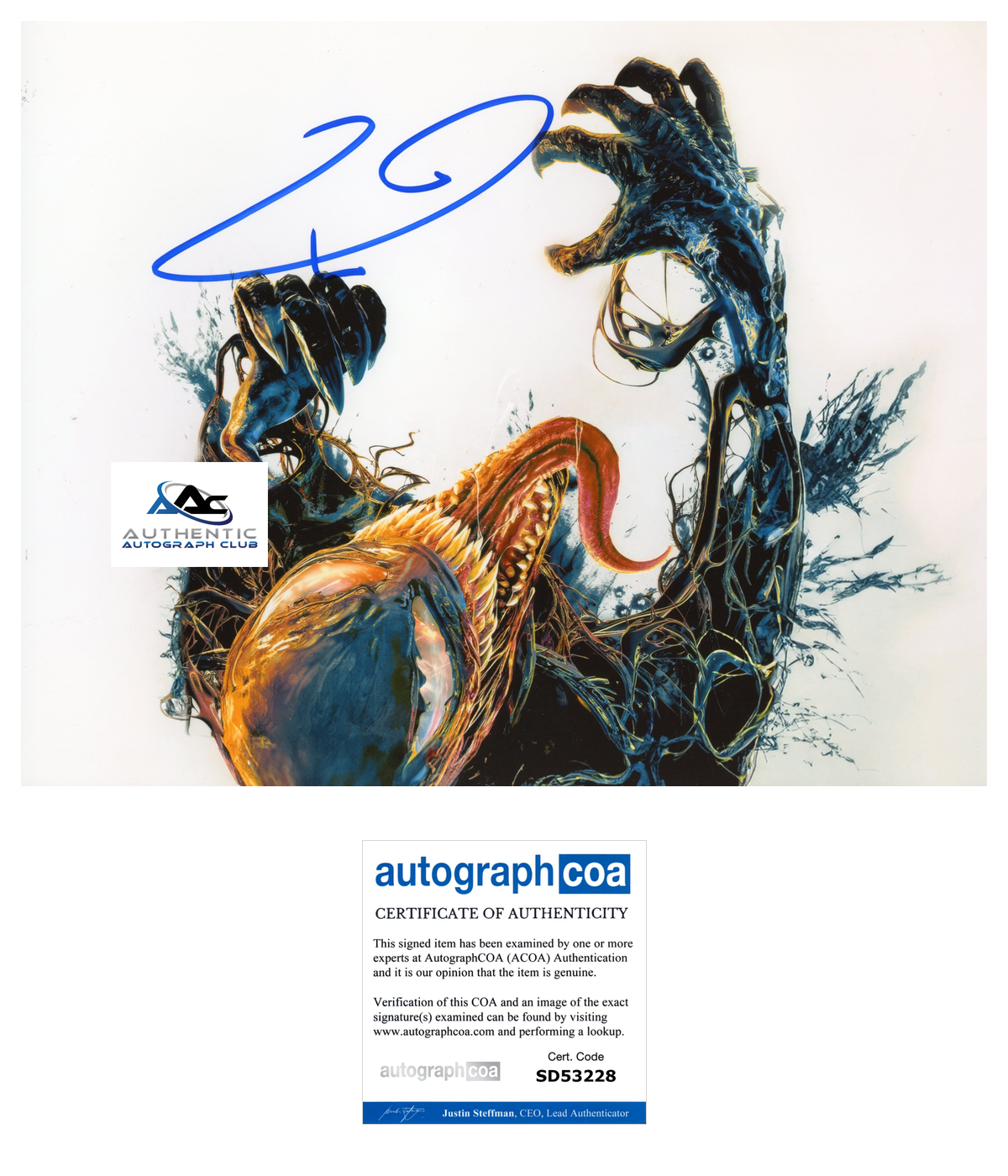 TOM HARDY AUTOGRAPH SIGNED 8x10 PHOTO MARVEL VENOM ACOA