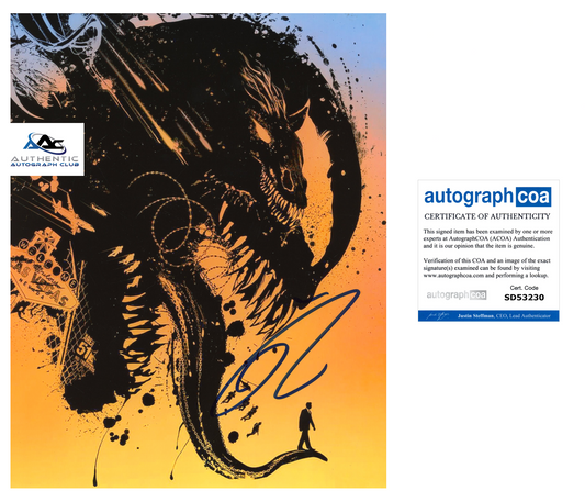 TOM HARDY AUTOGRAPH SIGNED 8x10 PHOTO MARVEL VENOM ACOA