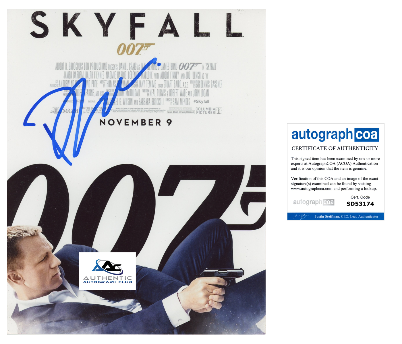 DANIEL CRAIG AUTOGRAPH SIGNED 8X10 PHOTO JAMES BOND 007 ACOA