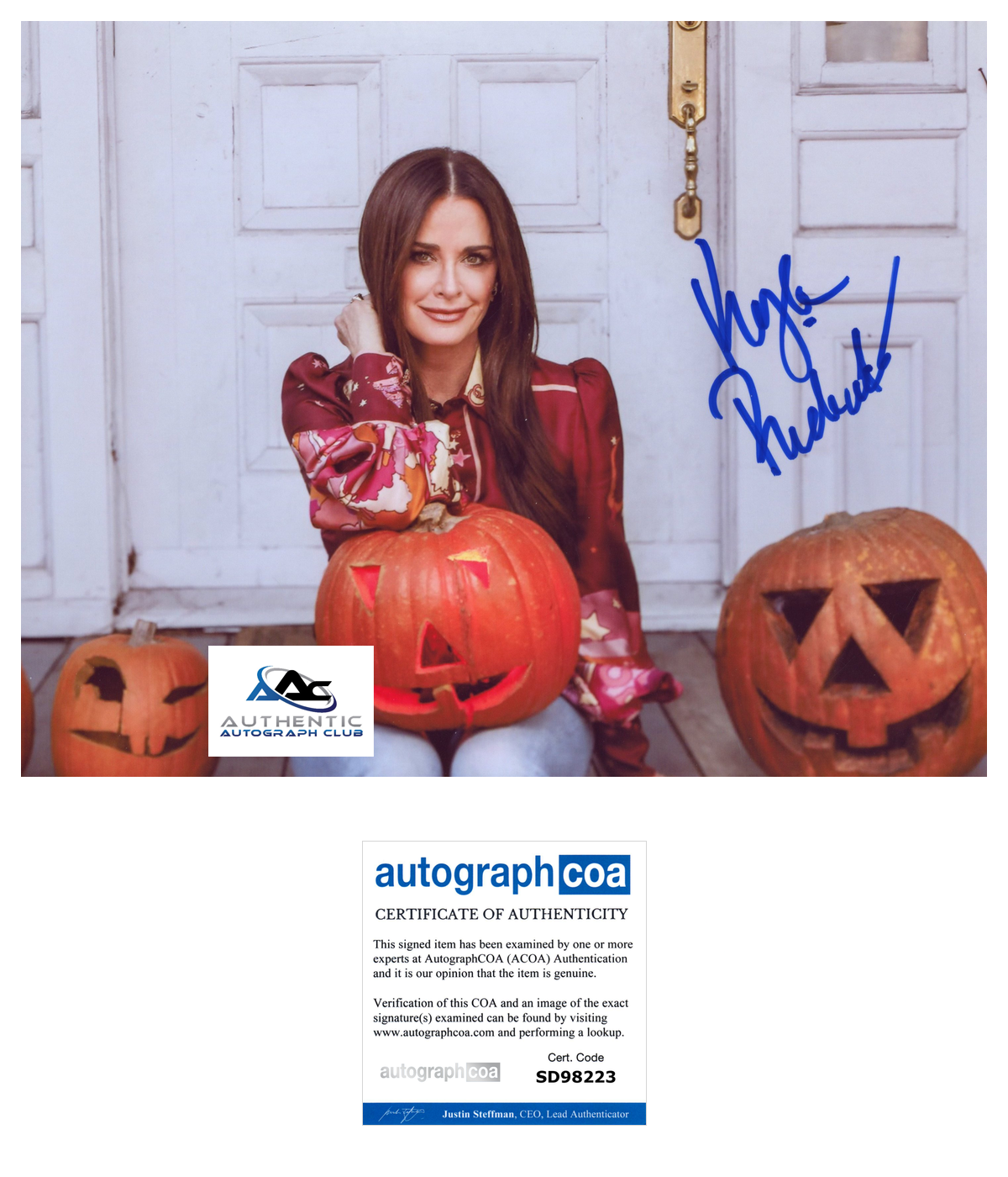 KYLE RICHARDS AUTOGRAPH SIGNED 8x10 PHOTO REAL HOUSE WIVES BEVERLY HILLS ACOA