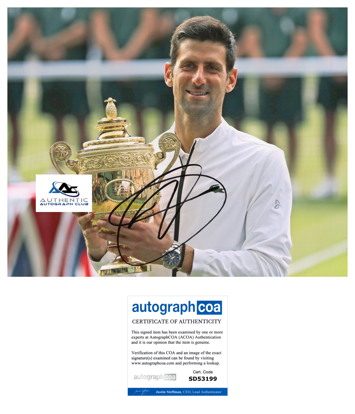NOVAK DJOKOVIC AUTOGRAPH SIGNED 8X10 PHOTO US OPEN WIMBLEDON TENNIS CHAMPION