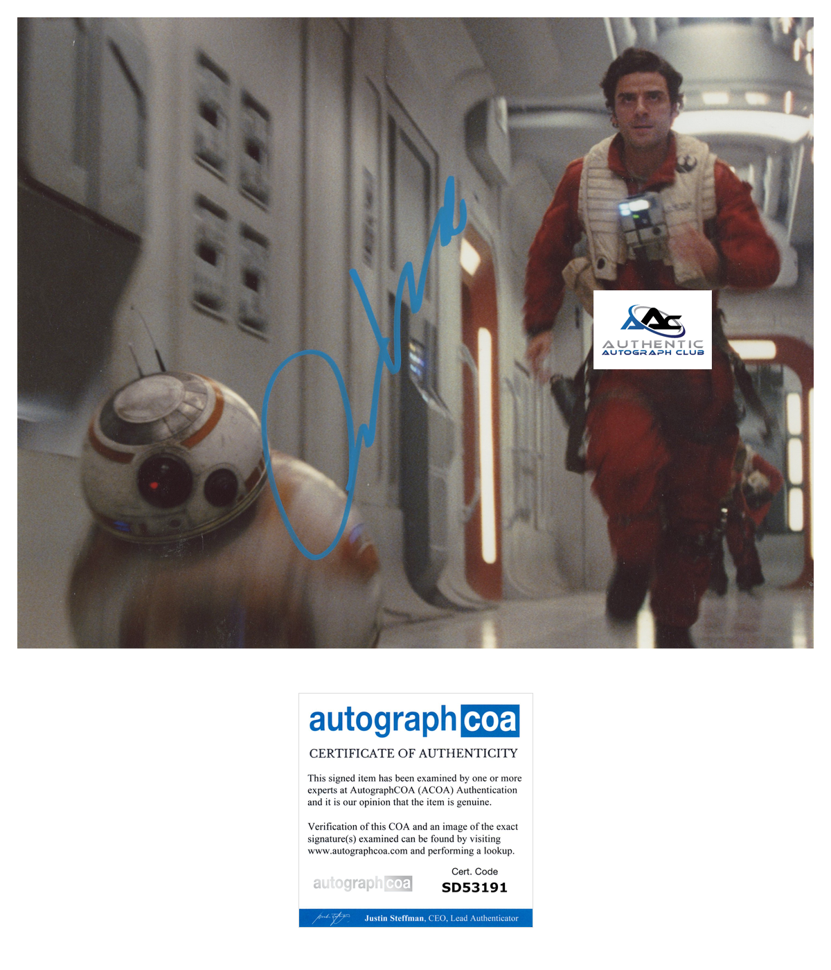 OSCAR ISAAC AUTOGRAPH SIGNED 8X10 PHOTO STAR WARS POE DAMERON ACOA