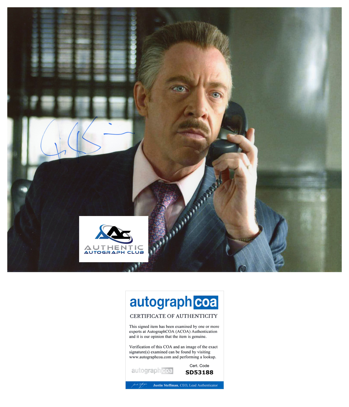 J.K. JK SIMMONS AUTOGRAPH SIGNED 8X10 PHOTO SPIDER-MAN SPIDERMAN ACOA