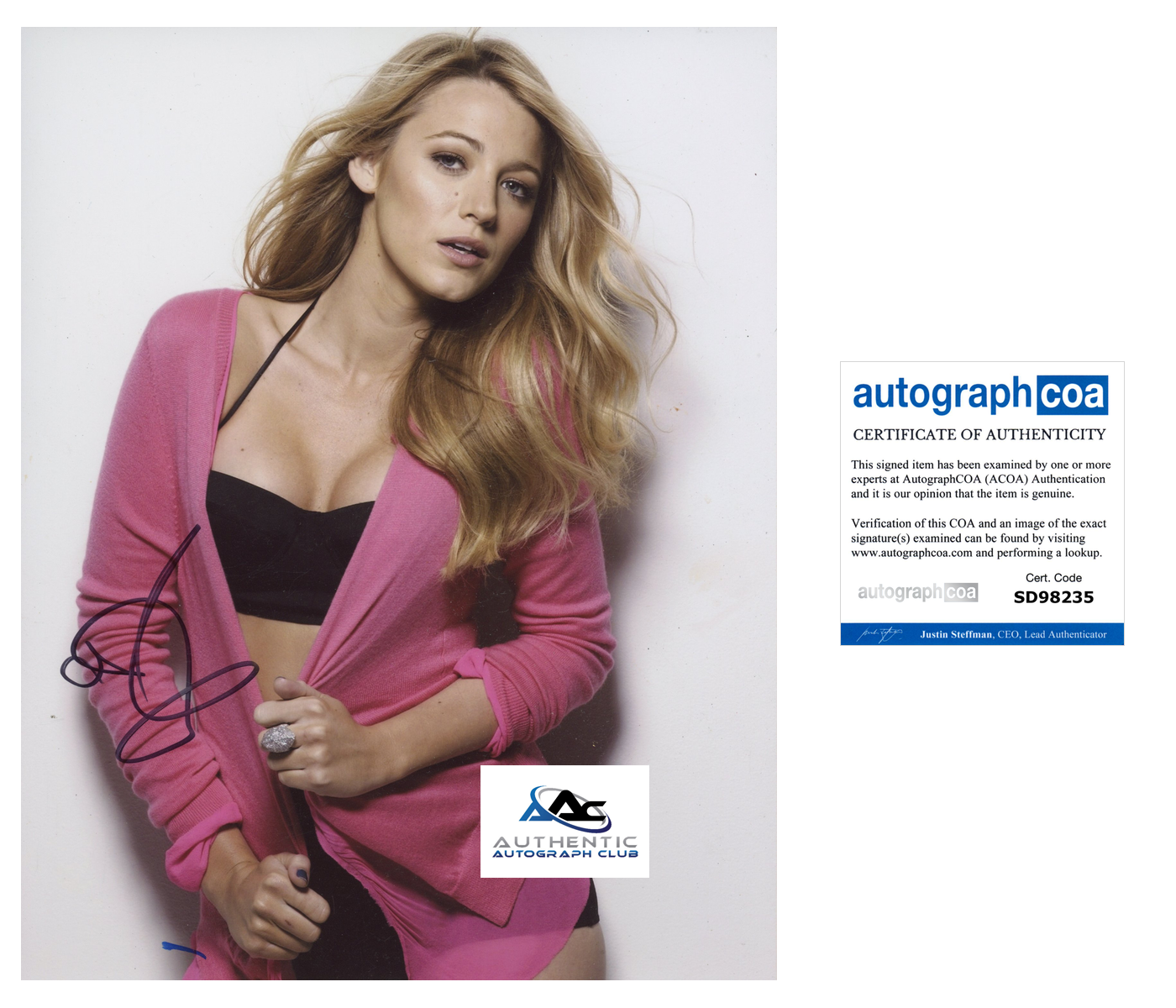 BLAKE LIVELY AUTOGRAPH SIGNED 8x10 PHOTO LADY DEADPOOL MARVEL ACOA