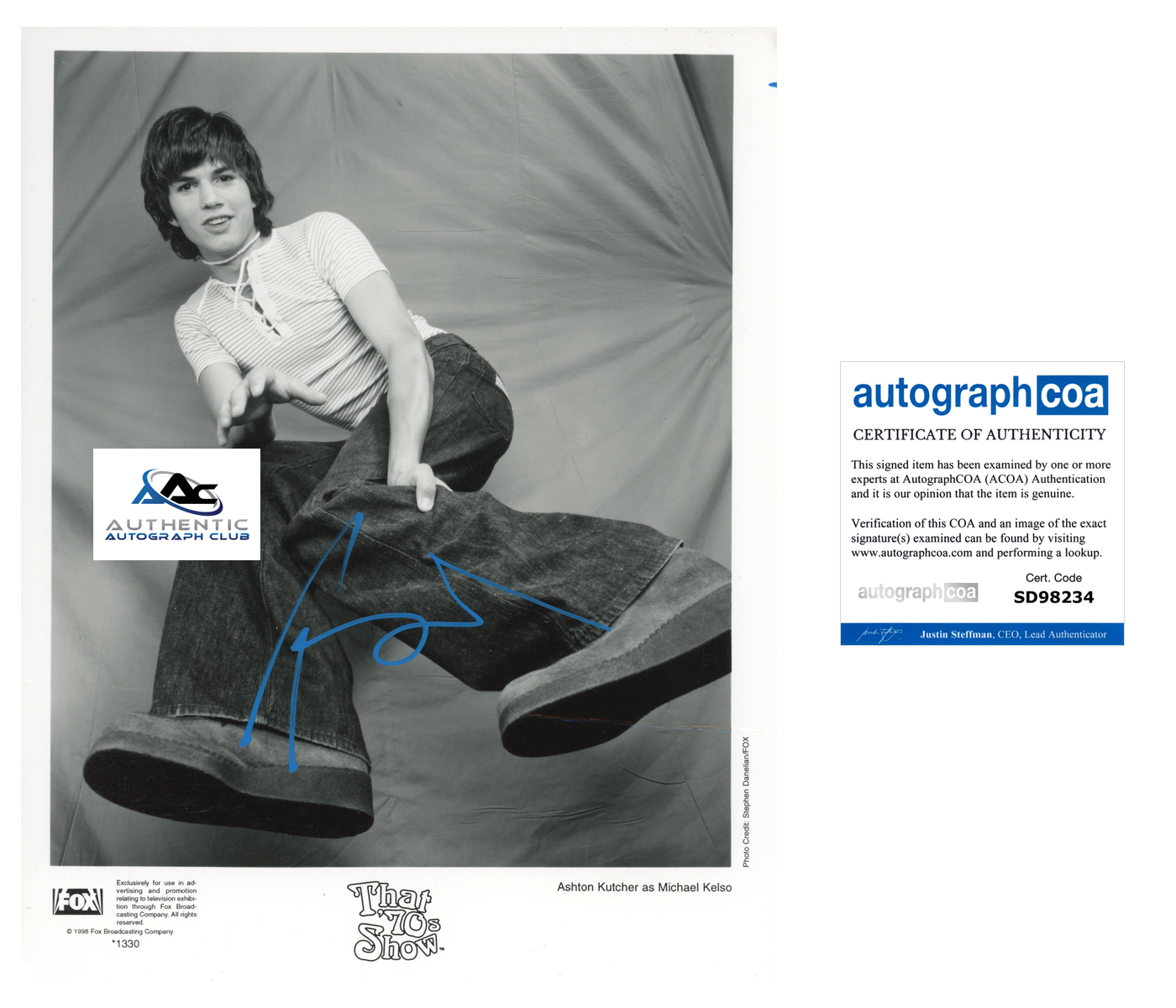 ASHTON KUTCHER AUTOGRAPH SIGNED 8x10 PHOTO THAT 70'S SHOW ACOA