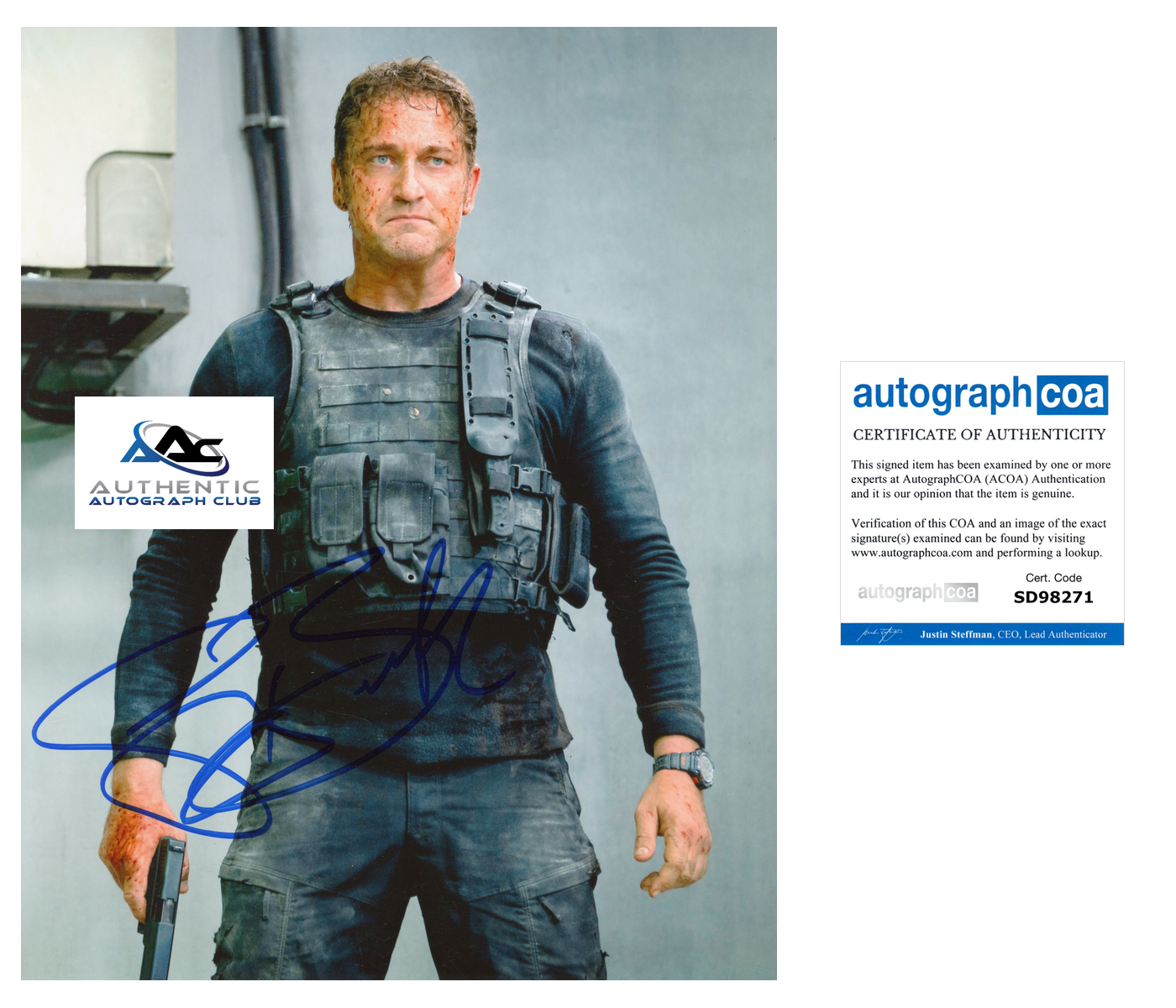 GERARD BUTLER AUTOGRAPH SIGNED 8X10 PHOTO ACOA