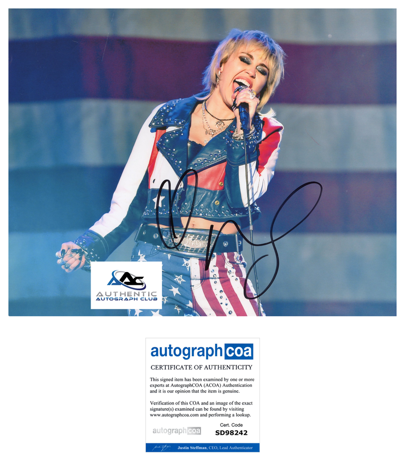 MILEY CYRUS AUTOGRAPH SIGNED 8x10 PHOTO MILEY CYRUS ACOA