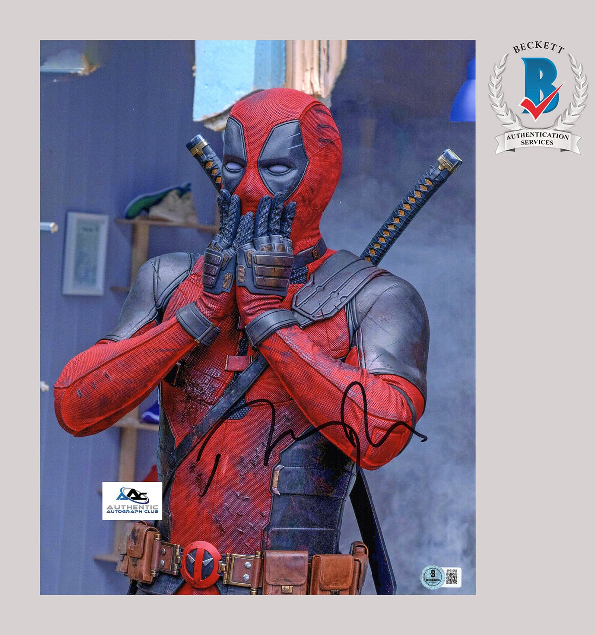 RYAN REYNOLD AUTOGRAPH SIGNED 11X14 PHOTO MARVEL DEADPOOL BECKETT BAS