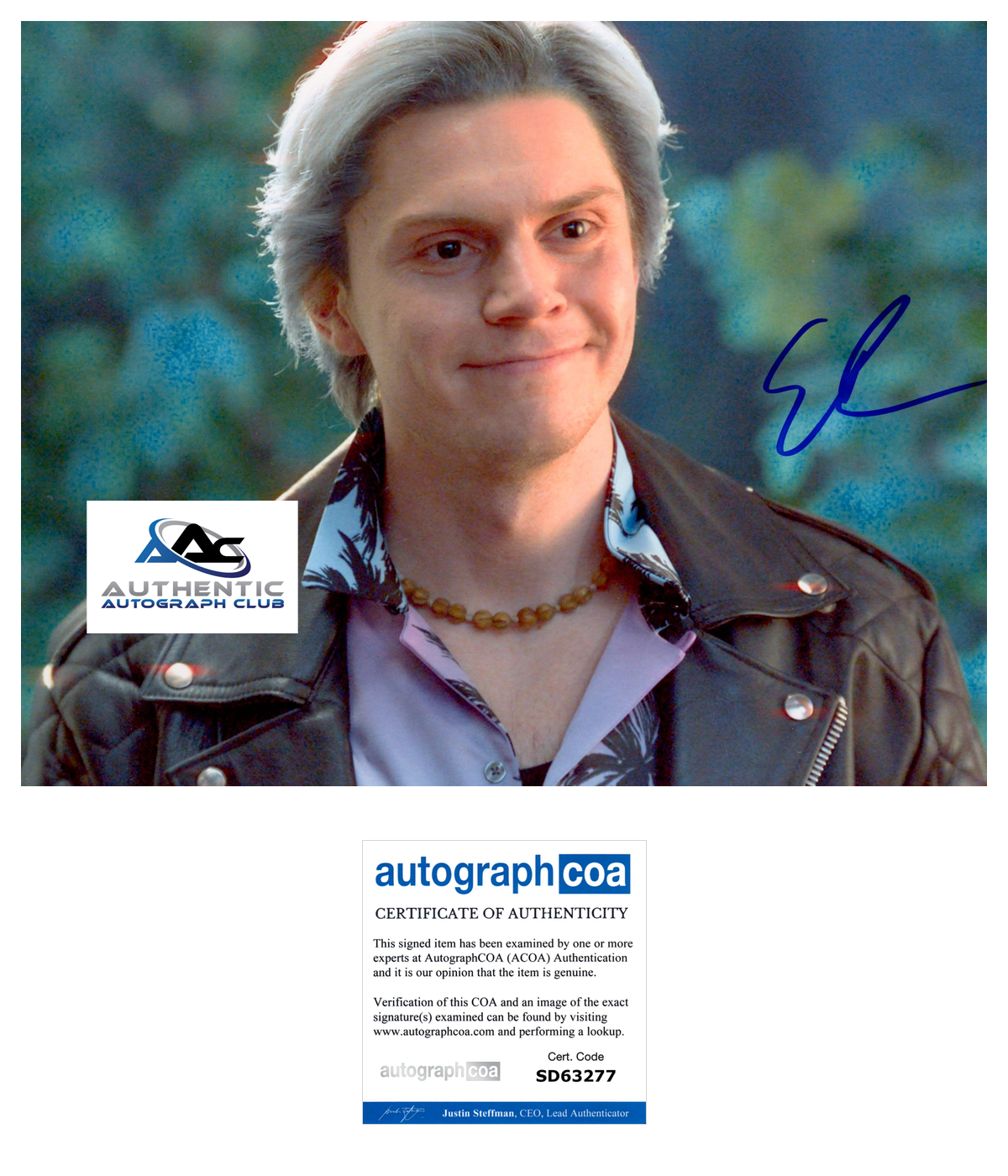 EVAN PETERS AUTOGRAPH SIGNED 8x10 PHOTO QUICKSILVER ACOA