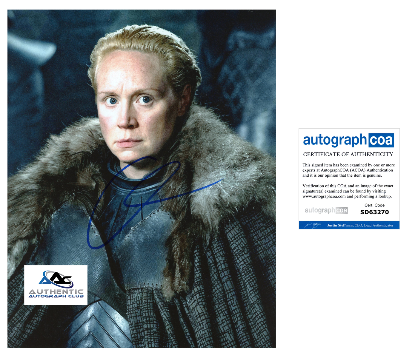 GWENDOLINE CHRISTIE AUTOGRAPH SIGNED 8x10 PHOTO STAR WARS ACOA