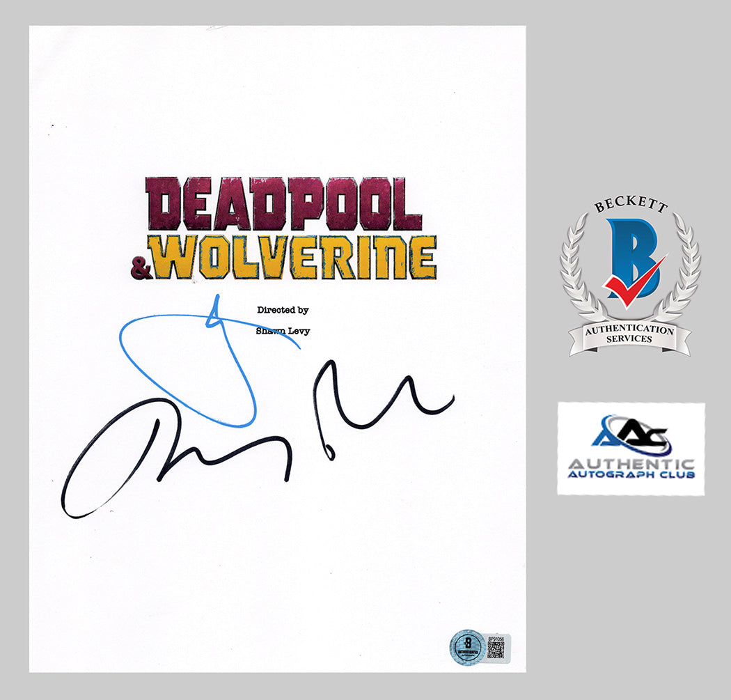 RYAN REYNOLDS HUGH JACKMAN AUTOGRAPH SIGNED FULL DEADPOOL AND WOLVERINE SCRIPT BECKETT BAS