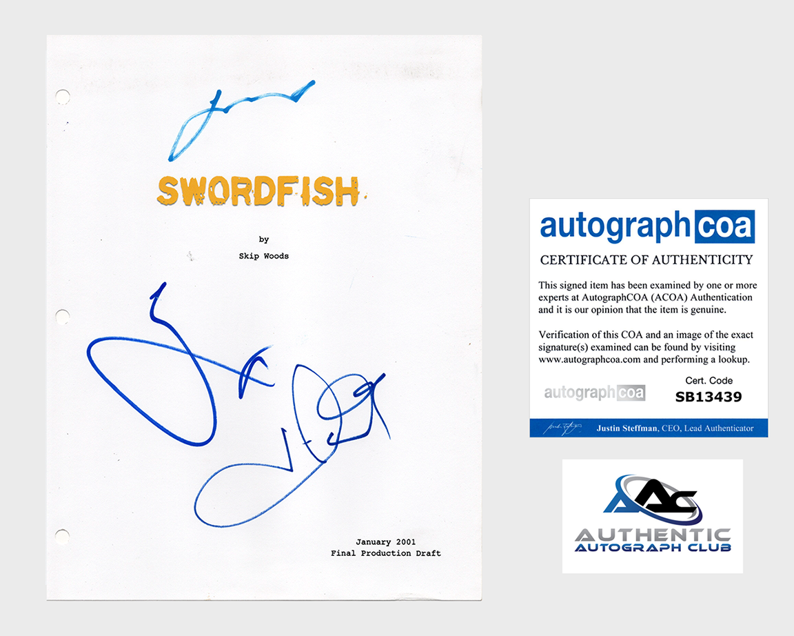 HALLE BERRY HUGH JACKMAN TRAVOLTA AUTOGRAPH SIGNED SWORDFISH SCRIPT ACOA