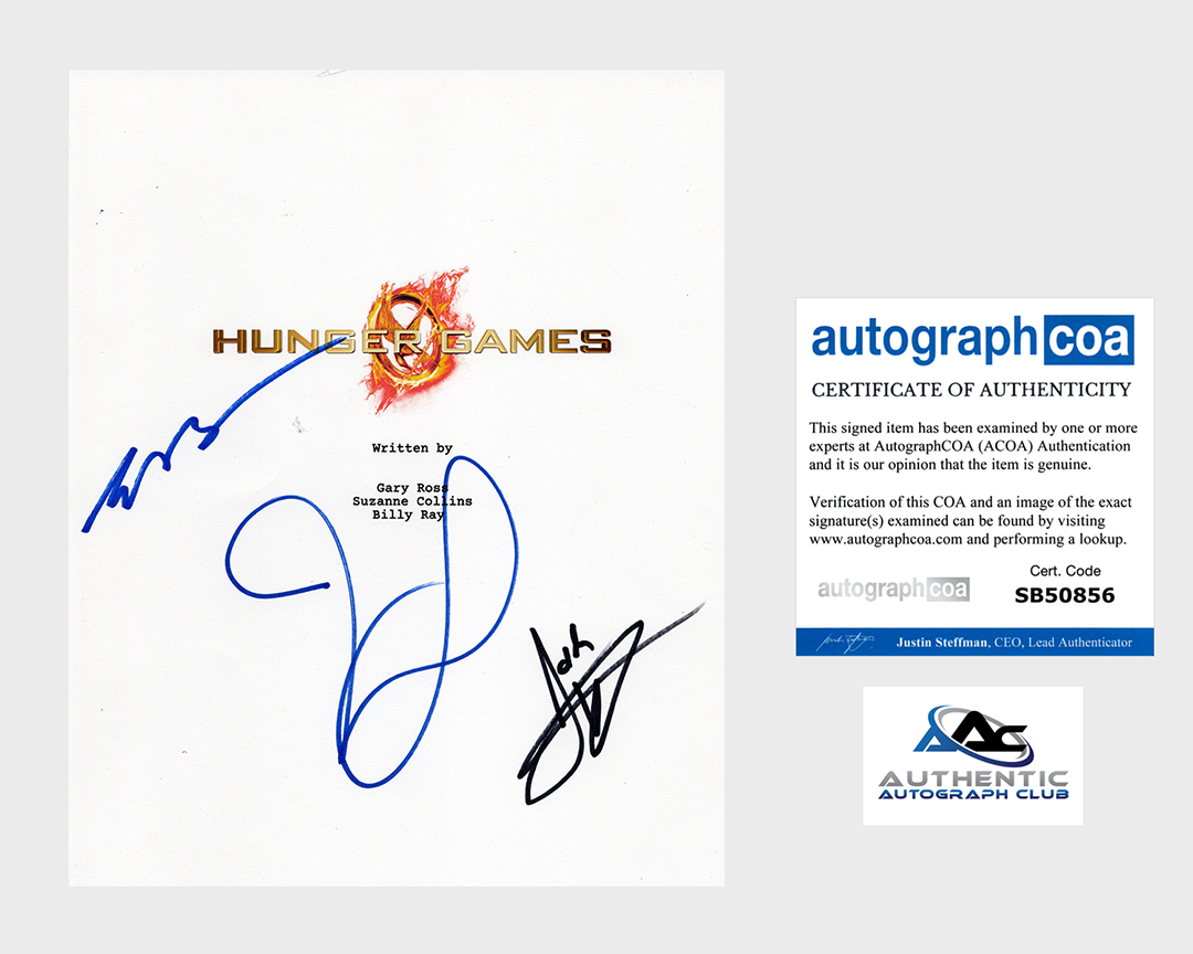 JENNIFER LAWRENCE +2 AUTOGRAPH SIGNED HUNGER GAMES FULL SCRIPT ACOA